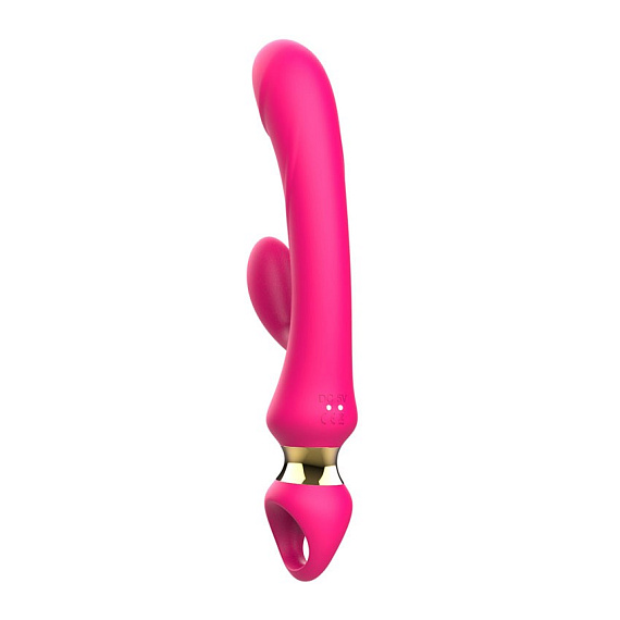 Розовый вибратор-кролик с ручкой-кольцом - 24,6 см. - фото 6