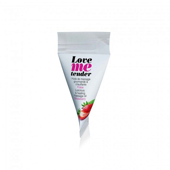 Съедобное согревающее массажное масло Love Me Tender Strawberry с ароматом клубники - 10 мл. - 