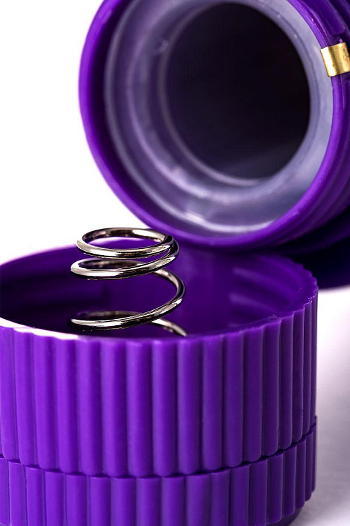 Фиолетовый вибратор с утолщением посередине и клиторальным зайчиком - 18 см. - фото 10