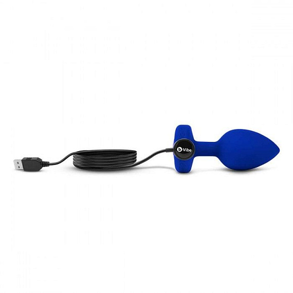 Синяя вибропробка Vibrating Jewel Plug L/XL - 11 см. - фото 6