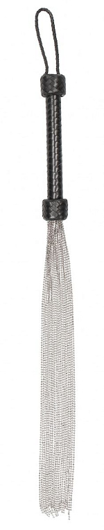 Черная многохвостая металлическая плеть Silver Ball Chain Flogger - 76 см. - натуральная кожа, металл