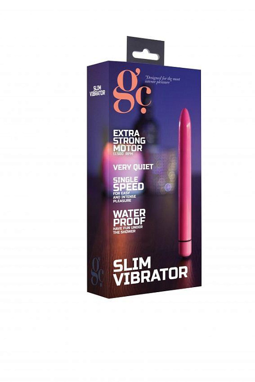 Розовый тонкий вибратор GC Slim Vibe - 16,5 см. - анодированный пластик (ABS)