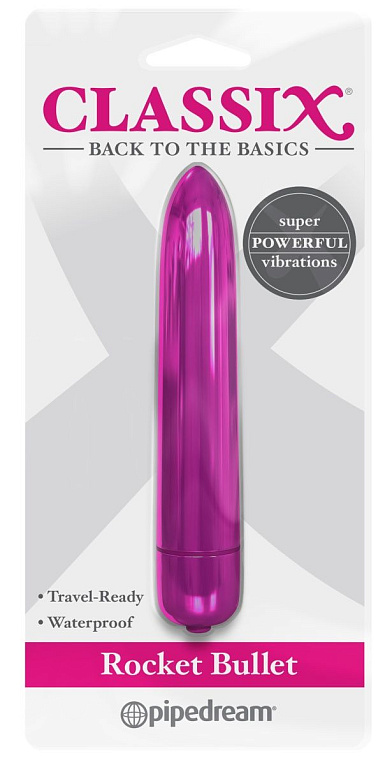 Розовая гладкая вибропуля Rocket Bullet - 8,9 см. - анодированный пластик (ABS)