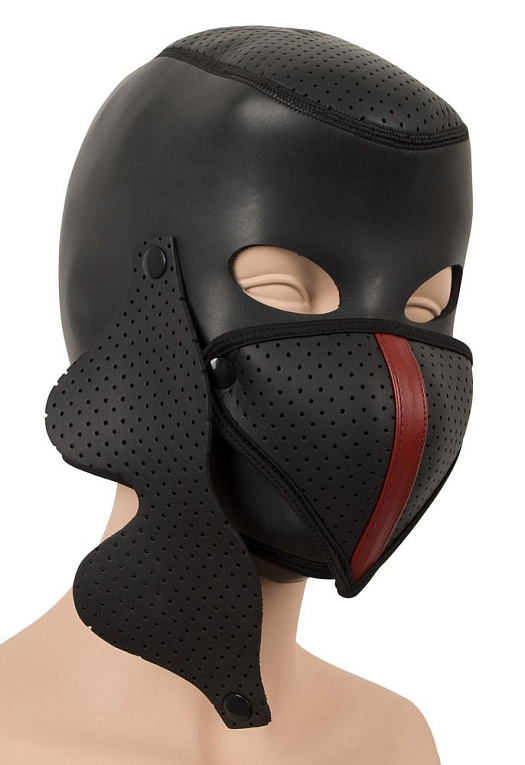 Черная маска-шлем с перфорацией - фото 6