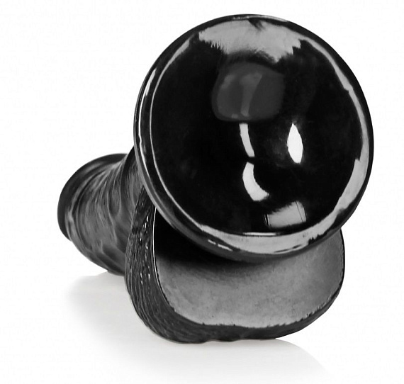 Черный фаллоимитатор Curved Realistic Dildo Balls Suction Cup 6 - 15,5 см. Shots Media BV