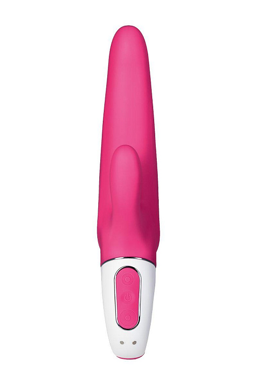 Ярко-розовый вибратор  Satisfyer Mr. Rabbit с клиторальным отростком - 22,1 см. - силикон