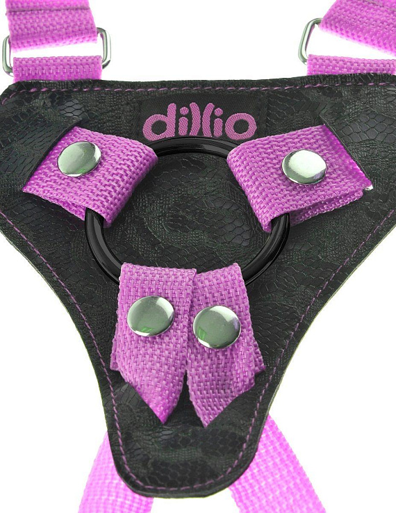 Розовая страпон-система 7  Strap-On Suspender Harness Set с реалистичной насадкой - 19 см. - фото 5