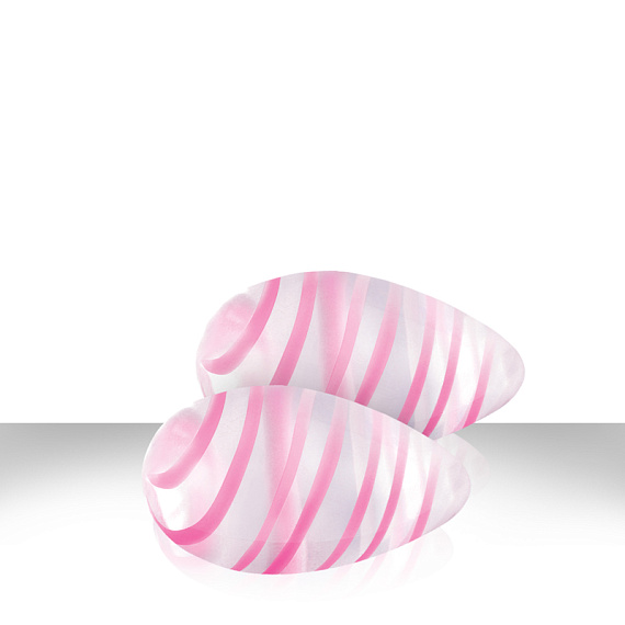 Прозрачные стеклянные вагинальные шарики Crystal Premium Glass Eggs Pink Strips от Intimcat