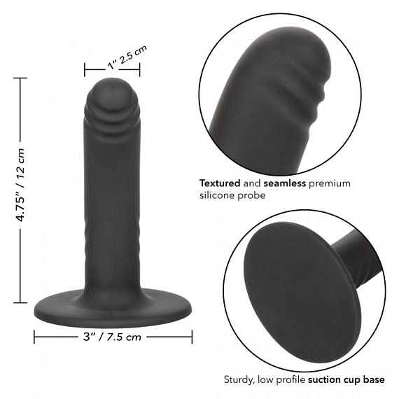 Черный анальный стимулятор 4.75” Ridged Probe - 12 см. - силикон