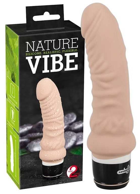 Телесный вибратор Nature Vibe - 17,8 см. - силикон