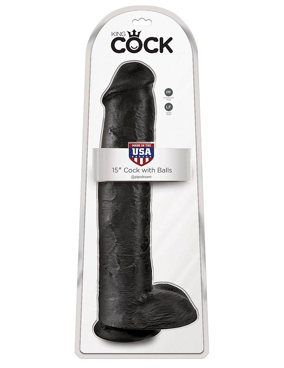 Чёрный фаллоимитатор-гигант 15  Cock with Balls - 40,6 см. - фото 5