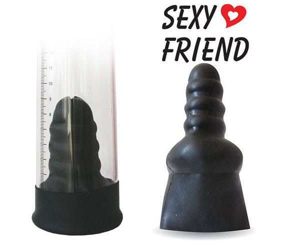 Черная насадка для помпы Sexy Friend размера L - силикон