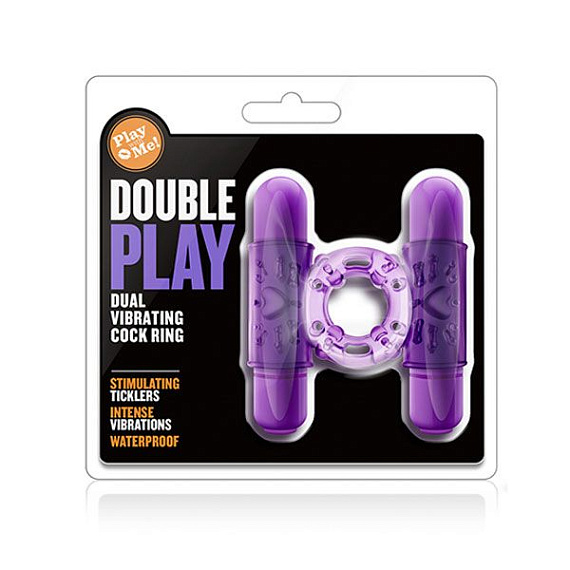 Фиолетовое эрекционное виброкольцо Double Play - термопластичный эластомер (TPE)