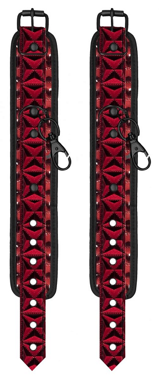 Красно-черные наручники и наножники Luxury Hogtie от Intimcat
