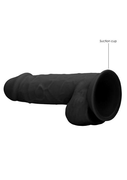 Черный фаллоимитатор Realistic Cock With Scrotum - 21,5 см. - фото 5