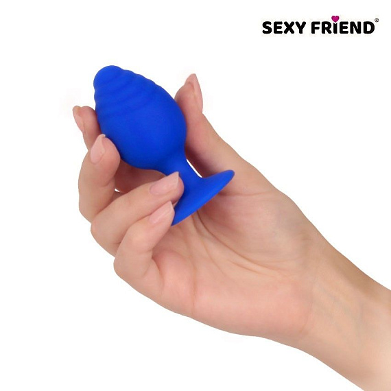 Синяя силиконовая анальная втулка - 7 см. Bior toys