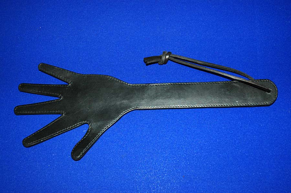 Чёрная шлёпалка  Волшебные пальчики  в форме ладошки - натуральная кожа