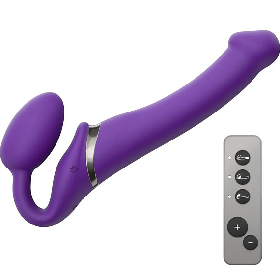 Фиолетовый безремневой вибрострапон Vibrating Bendable Strap-On - size L от Intimcat