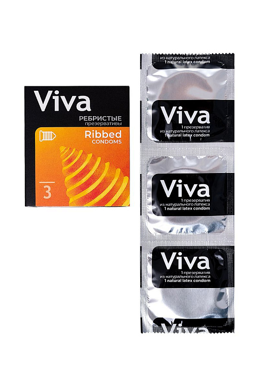 Ребристые презервативы VIVA Ribbed - 3 шт. - фото 6