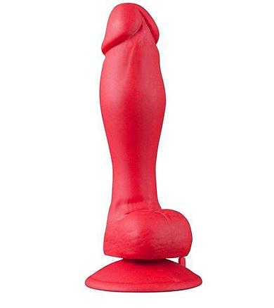 Красный анальный фаллоимитатор на присоске SHOVE UP 6INCH SILICONE DONG RED - 15,2 см.