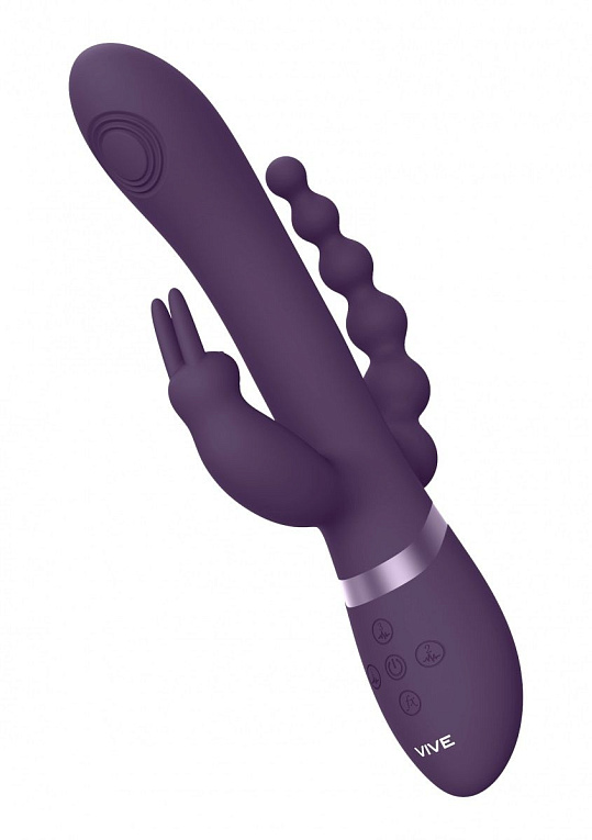 Фиолетовый анально-вагинальный вибромассажер Rini - 22,3 см. - анодированный пластик, силикон