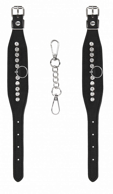 Черные наручники Diamond Studded Wrist Cuffs от Intimcat