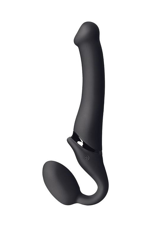 Черный безремневой вибрострапон Silicone Bendable Strap-On - size XL от Intimcat