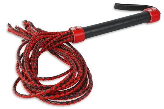 Красно-чёрная плеть-многохвостка с гладкой рукоятью - 77 см. от Intimcat