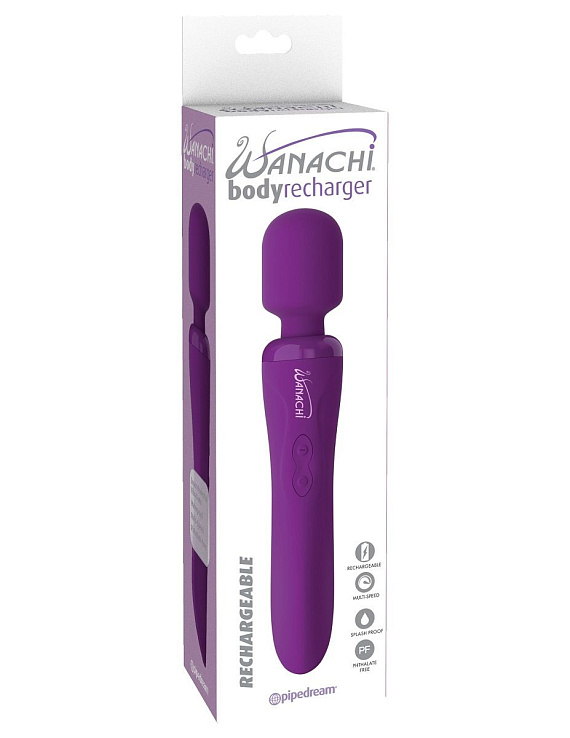 Фиолетовый вибратор-жезл Body Recharger - анодированный пластик, силикон