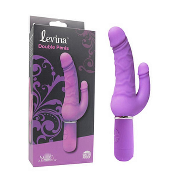 Фиолетовый вибратор Levina Double Penis - 21,5 см. - силикон