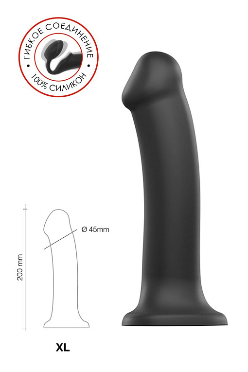Черный фаллос на присоске Silicone Bendable Dildo XL - 20 см. - фото 7