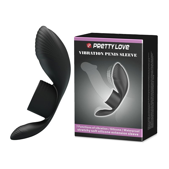 Черное кольцо на пенис с вибрацией Vibration Penis Sleeve - силикон