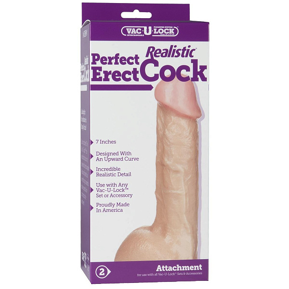Реалистичная насадка 7  Realistic Perfect Erect Cock - 18,5 см. - фото 6