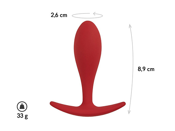 Бордовая анальная пробка Lito M - 8,9 см. - силикон