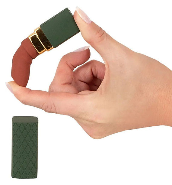 Зеленый вибратор-помада Luxurious Lipstick Vibrator - анодированный пластик, силикон