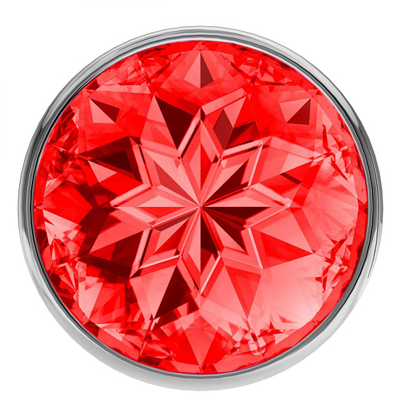 Большая серебристая анальная пробка Diamond Red Sparkle Large с красным кристаллом - 8 см. от Intimcat