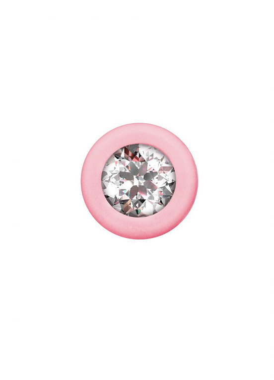 Розовая анальная цепочка с кристаллом Chummy - 16 см. Lola toys