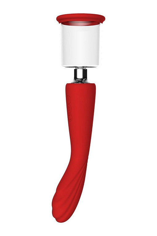 Красный двойной стимулятор Georgia - вибратор и вакуумная помпа Dream Toys