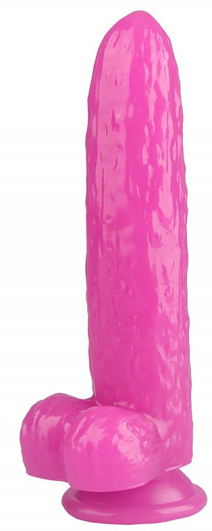 Розовый фаллоимитатор-огурец на присоске - 25 см. от Intimcat