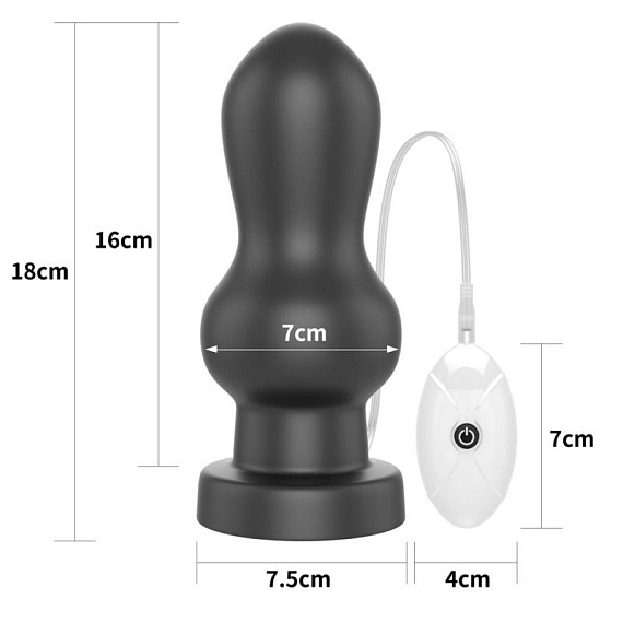 Черная анальная вибровтулка 7  King Sized Vibrating Anal Rammer - 18 см. - поливинилхлорид (ПВХ, PVC)