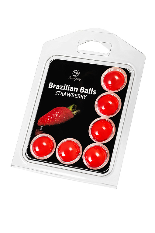 Набор из 6 шариков с массажным маслом Brazilian Balls с ароматом клубники - 