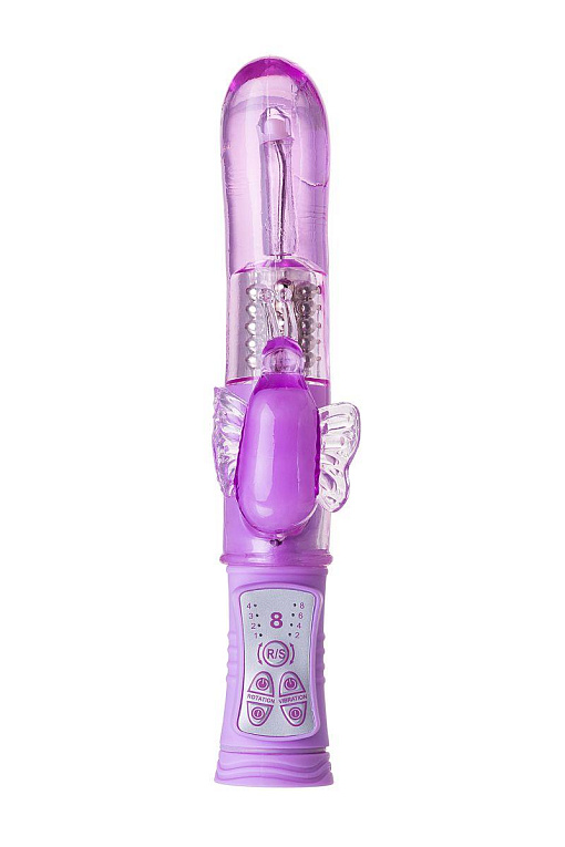 Фиолетовый вибратор High-Tech fantasy с бабочкой для клитора - 22,4 см. от Intimcat