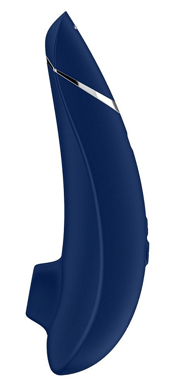 Синий бесконтактный клиторальный стимулятор Womanizer Premium - анодированный пластик, силикон