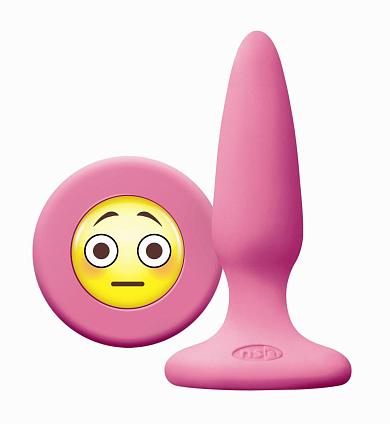 Розовая силиконовая пробка Emoji Face OMG - 8,6 см.