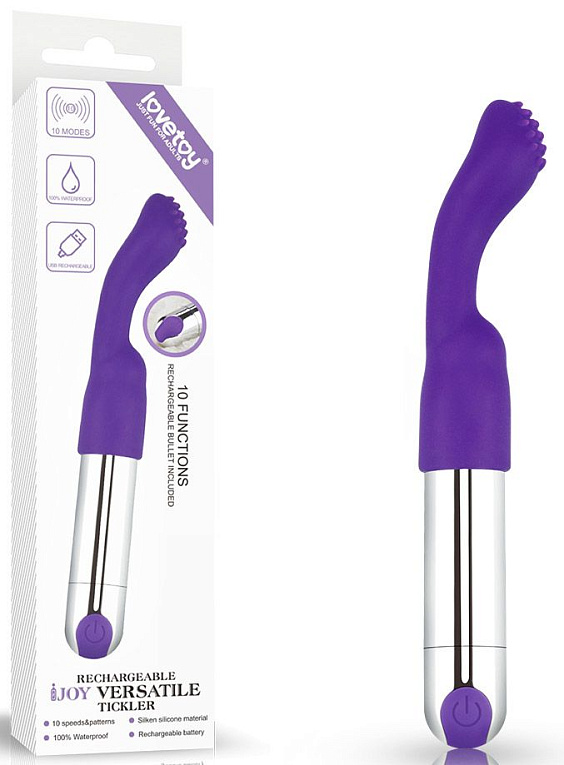 Фиолетовый перезаряжаемый вибратор Rechargeable IJOY Versatile Tickler - 14,5 см. - силикон