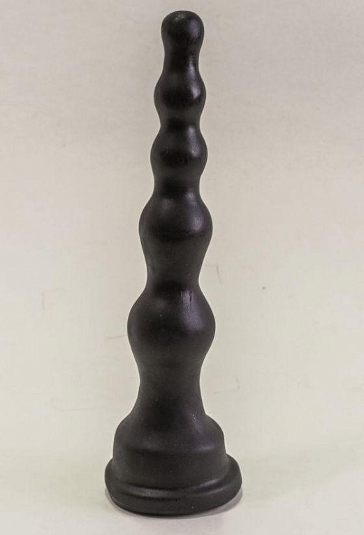 Чёрная анальная ёлочка с ограничительным основанием - 17,5 см. - поливинилхлорид (ПВХ, PVC)