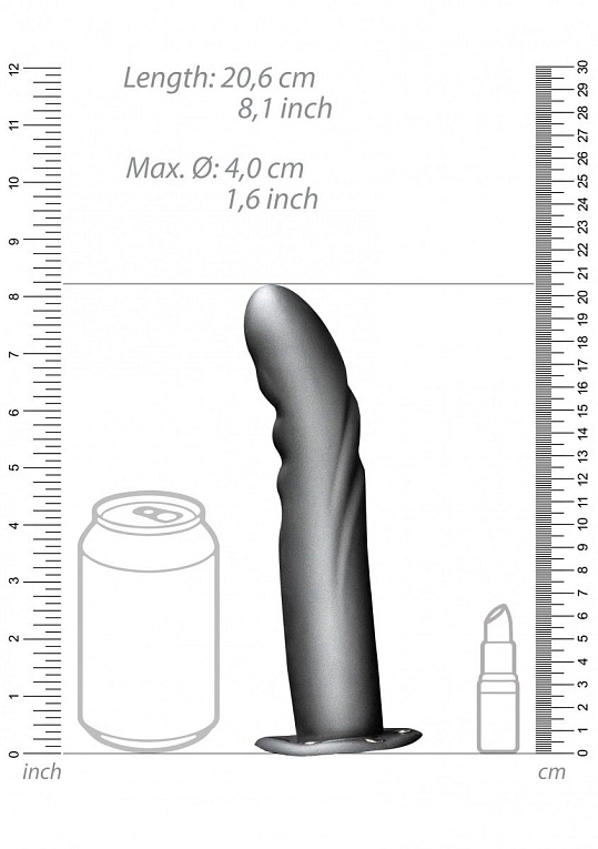 Серый страпон-фаллопротез с ребристой фактурой - 20,6 см. - фото 10