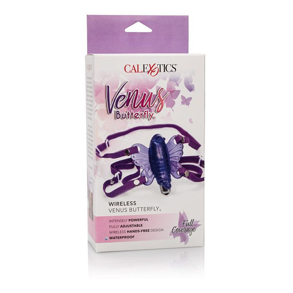 Фиолетовая вибробабочка Wireless Venus Butterfly Wearable Stimulator - термопластичная резина (TPR)