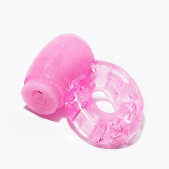 Розовое мягкое эрекционное кольцо с вибрацией - термопластичный эластомер (TPE)