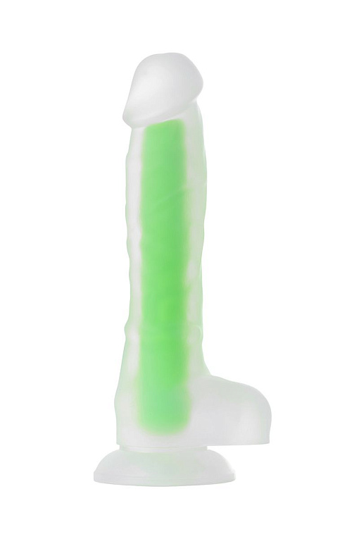 Прозрачно-зеленый фаллоимитатор, светящийся в темноте, Clark Glow - 22 см. от Intimcat